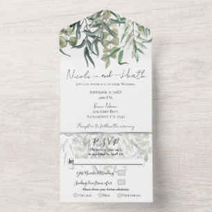 Invitation Tout En Un Feuillage minimaliste d'eucalyptus pour mariage