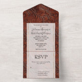 Invitation Tout En Un Feuille Brown élégante de l'Ouest (À l'intérieur)