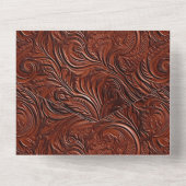 Invitation Tout En Un Feuille Brown élégante de l'Ouest (Verso)