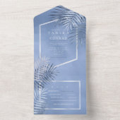 Invitation Tout En Un Feuille de palme luxuriante Mariage Windsor Blue I (À l'intérieur)