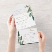 INVITATION TOUT EN UN FEUILLE D'EUCALYPTUS VERT OR A QUATRE SAISONS MARI (Déchirure)