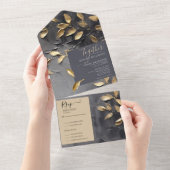 Invitation Tout En Un Feuille d'or Impasto noir (Déchirure)