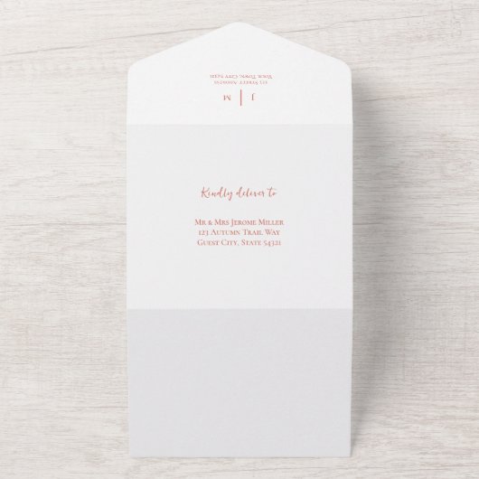 Invitation Tout En Un feuille érable accent terre cuite dégradé QR code (Dehors)