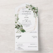 Invitation Tout En Un Feuille et Mariage d'or Eucalyptus (À l'intérieur)