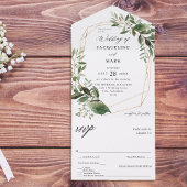 Invitation Tout En Un Feuille et Mariage d'or Eucalyptus