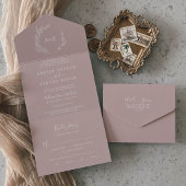 Invitation Tout En Un Feuille minimale | Dusty Rose Mariage
