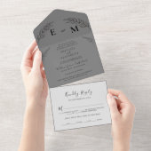 Invitation Tout En Un Feuille minimale | Mariage bleu et blanc (Déchirure)