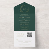 Invitation Tout En Un Feuille minimale | Mariage de code QR Gold et Emer (À l'intérieur)