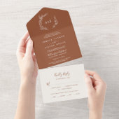 Invitation Tout En Un Feuille minimale | Mariage en terre cuite (Déchirure)