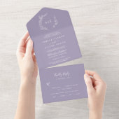 Invitation Tout En Un Feuille minimale | Mariage Lavender (Déchirure)