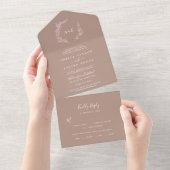 Invitation Tout En Un Feuille minimale | Mariage neutre (Déchirure)