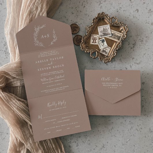 Invitation Tout En Un Feuille minimale | Mariage neutre