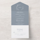 Invitation Tout En Un Feuille minimale | Mariage RSVP simple bleu et bla (À l'intérieur)