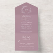 Invitation Tout En Un Feuille minimale | Mauve Mariage (À l'intérieur)