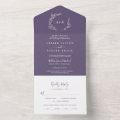 Invitation Tout En Un Feuille minimale | Plum violet Mariage (À l'intérieur)