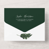 Invitation Tout En Un Feuille Tropical Verdure Et Mariage Or (Verso)