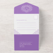 Invitation Tout En Un feuilles blancs violets mariages dans une seule in (Dehors)