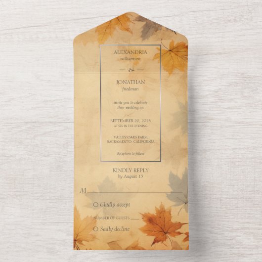 Invitation Tout En Un Feuilles d'automne en chute russe (À l'intérieur)