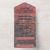 Invitation Tout En Un Feuilles de automne rose rouge en automne Mariage  (À l'intérieur)