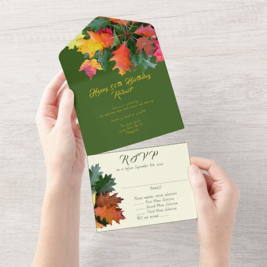 Invitation Tout En Un Feuilles de chêne automne Fête d'anniversaire Invi (Déchirure)