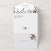 Invitation Tout En Un Feuilles d'hiver Cônes de pin Oiseaux Baies Tiges  (Dehors)