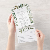 Invitation Tout En Un Feuilles et Eucalyptus Mariage rustique (Déchirure)