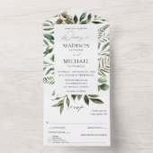 Invitation Tout En Un Feuilles et Eucalyptus Mariage rustique (À l'intérieur)