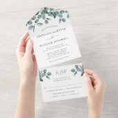 Invitation Tout En Un Feuilles Eucalyptus Mariage moderne (Déchirure)