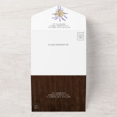 Invitation Tout En Un Feuilles or et Lavender Floral Grange Mariage bois (Dehors)