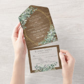 Invitation Tout En Un Feuilles rustiques d'Eucalyptus tous en un mariage (Déchirure)