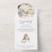 Invitation Tout En Un Fiançailles élégantes de jardin à l'aquarelle (À l'intérieur)