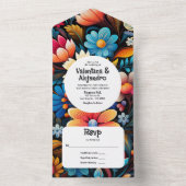 Invitation Tout En Un Fiesta florale d'aquarelle irrégulière avec RSVP a (À l'intérieur)