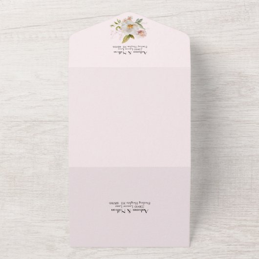 Invitation Tout En Un Fille Mariage douce rose florale fille (Dehors)