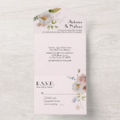 Invitation Tout En Un Fille Mariage douce rose florale fille (À l'intérieur)