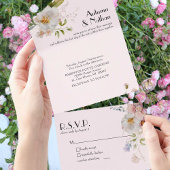 Invitation Tout En Un Fille Mariage douce rose florale fille