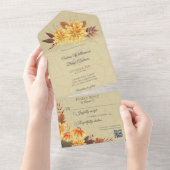 Invitation Tout En Un Filles d'automne avec code QR (Déchirure)