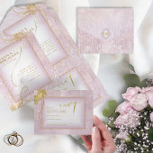 Invitation Tout En Un Fine Lines Gold Abstrait Mariage V3 Mauve ID867