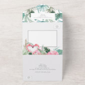 Invitation Tout En Un Flamant rose rose Mariage tropical (Dehors)