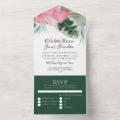 Invitation Tout En Un Flamant rose rose Mariage tropical (À l'intérieur)