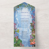 Invitation Tout En Un Flamant rose Tropical BlueMarble tout en une invit (À l'intérieur)
