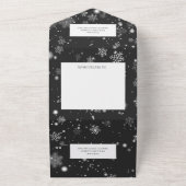 Invitation Tout En Un Flammes de neige tombées en noir avec code QR (Dehors)