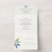 Invitation Tout En Un Fleur bleu aquarelle (À l'intérieur)