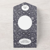 Invitation Tout En Un Fleur Chalkboard Monochrome Mariage moderne (Dehors)