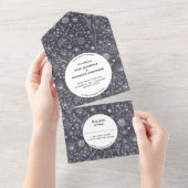 Invitation Tout En Un Fleur Chalkboard Monochrome Mariage moderne (Déchirure)
