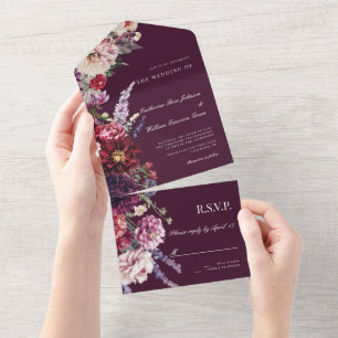 Invitation Tout En Un Fleur d'automne Dahlia Bunch Mariage de automne Bo