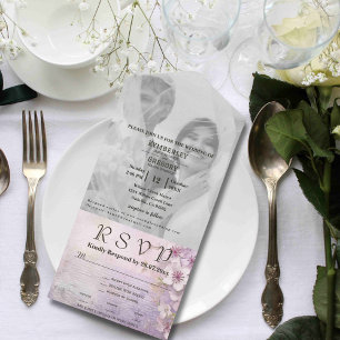 Invitation Tout En Un Fleur de cerise blanche sur le site de photos Mauv