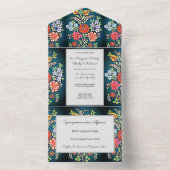 Invitation Tout En Un Fleur de Kalocsai rustique  (À l'intérieur)