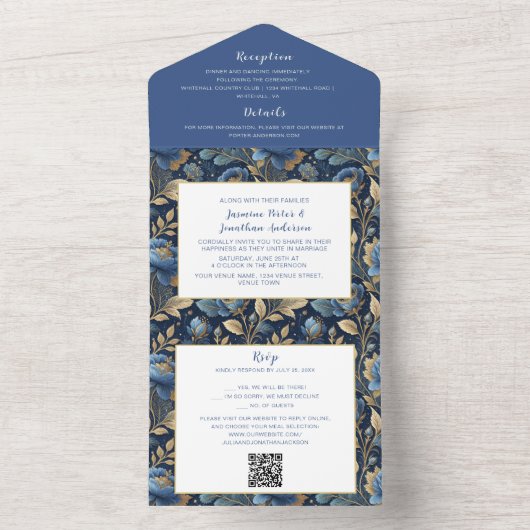 Invitation Tout En Un Fleur de Magnolia rose (À l'intérieur)