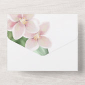 Invitation Tout En Un Fleur de pomme d'aquarelle romantique (Verso)