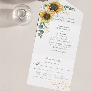 Invitation Tout En Un Fleur de soleil florale Eucalyptus Mariage élégant